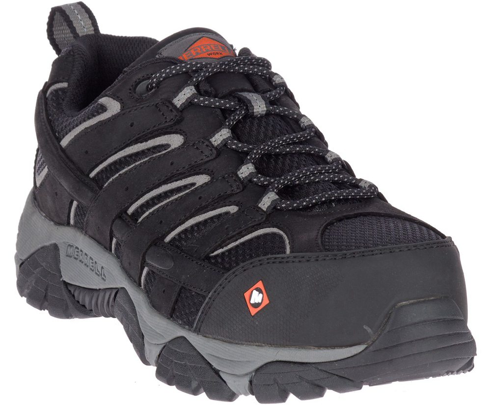 Buty Sportowe Merrell Męskie Czarne - Moab Vertex Vent Comp Toe Wide Width - 192036-PTK